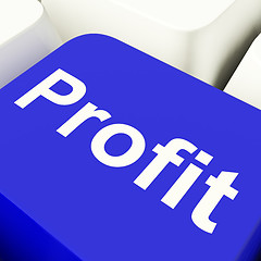 Image showing Profit Computer Key In Blue Showing Earnings And Investment