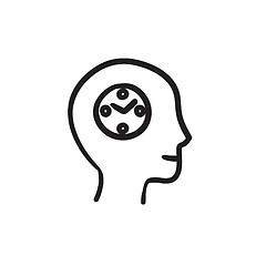 Image showing Human head with clock sketch icon.