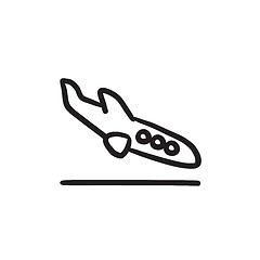 Image showing Landing aircraft sketch icon.