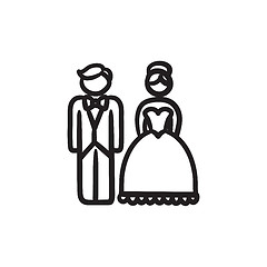 Image showing Bride and groom sketch icon.