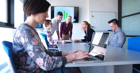 Image showing Business Team At A Meeting at modern office building