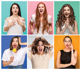 Image showing collage of photos of attractive smiling women