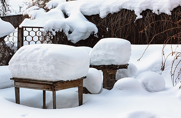 Image showing Rustic Yard After A Snowfall
