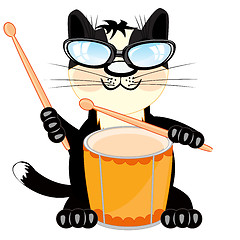 Image showing Cat with drum