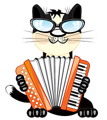 Image showing Cat plays on accordeon