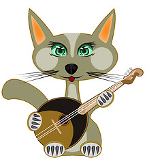 Image showing Cat plays on music instrument