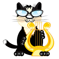 Image showing Cat musician with lira