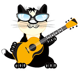 Image showing Cat with guitar