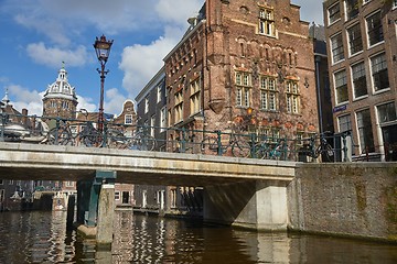 Image showing Canal and bridge in Amsterdam