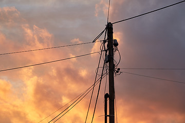 Image showing Electric line silhouettes