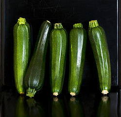 Image showing Group of zucchini (zucchetti, courgettes)