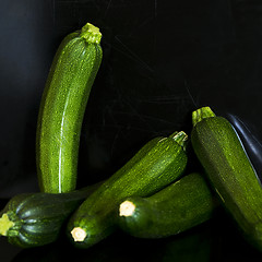 Image showing Group of zucchini (zucchetti, courgettes)