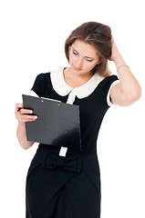 Image showing Young business woman on white