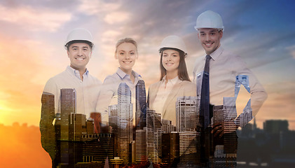 Image showing business team in white hard hats