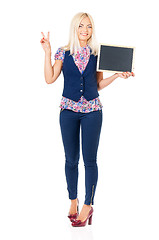 Image showing Young business woman on white