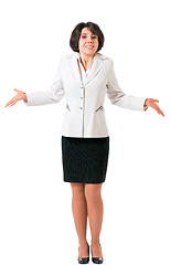 Image showing Young business woman on white