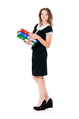 Image showing Young business woman on white