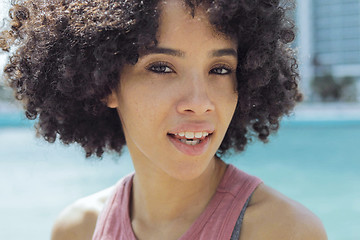 Image showing Wonderful young black woman with short curls