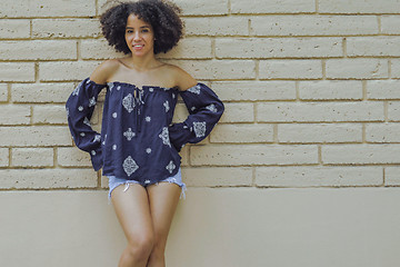 Image showing Stylish black woman in summer outfit