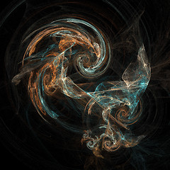 Image showing Abstract artificial computer generated iterative flame fractal art image of a vortex