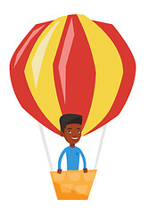 Image showing Man flying in hot air balloon vector illustration.