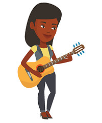 Image showing Woman playing acoustic guitar vector illustration.