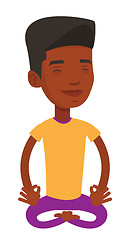 Image showing Man meditating in lotus pose vector illustration.