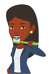 Image showing Woman brushing her teeth vector illustration.