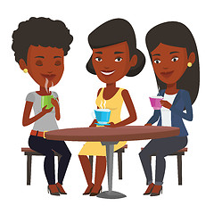 Image showing Group of women drinking hot and alcoholic drinks.