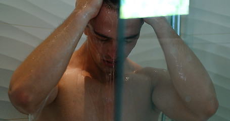 Image showing Man Under Shower