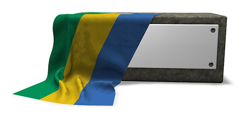 Image showing stone socket and flag of gabon