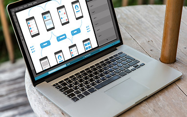 Image showing laptop with smartphone interface design on screen