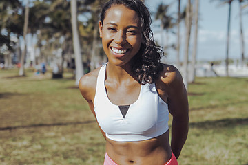 Image showing Charming black girl in sportswear