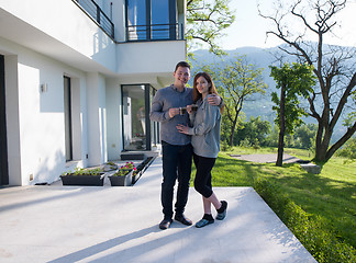 Image showing couple enjoying morning coffee