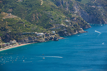 Image showing High angle view of Minori and Maiori, Amalfi coast, Italy