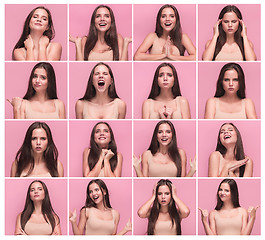 Image showing Set of young woman\'s portraits with different emotions