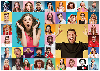 Image showing The collage of surprised people