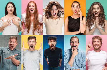 Image showing The collage of surprised people