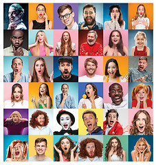 Image showing The collage of surprised people