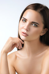 Image showing The beautiful face of young woman with cleanf fresh skin