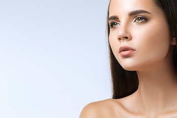 Image showing The beautiful face of young woman with cleanf fresh skin