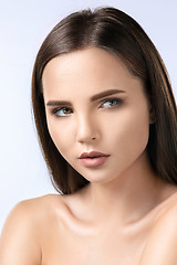 Image showing The beautiful face of young woman with cleanf fresh skin