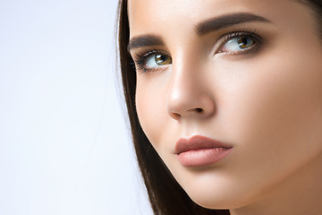 Image showing The beautiful face of young woman with cleanf fresh skin