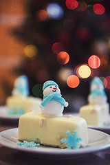 Image showing Christmas dessert with snowman