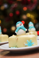 Image showing Christmas dessert with snowman