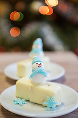 Image showing Christmas dessert with snowman