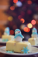 Image showing Christmas dessert with snowman