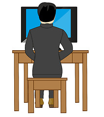 Image showing Man looks television set