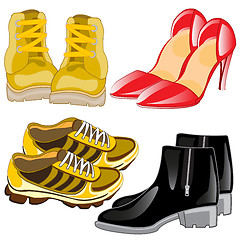 Image showing Footwear male and feminine