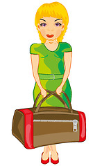 Image showing Girl with road bag